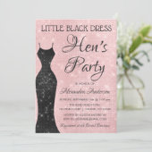 Kleines schwarzes Kleid Blush Pink Hen's Party Einladung (Stehend Vorderseite)
