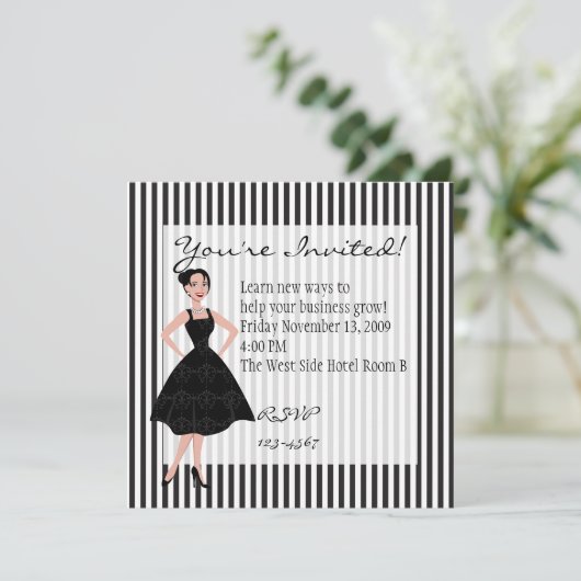 kleines schwarzes Kleid Einladung (Stehend Vorderseite)