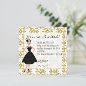 kleines schwarzes Kleid Einladung (Stehend Vorderseite)