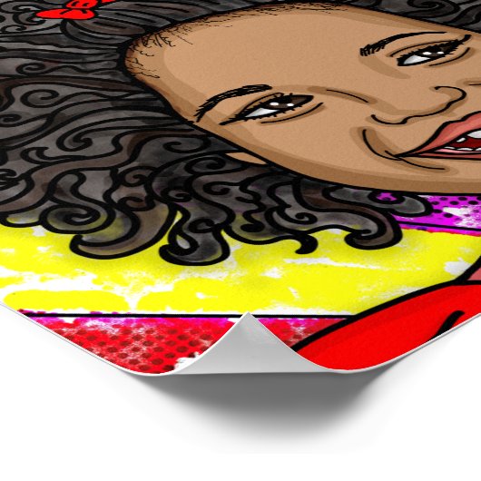 Kleines schwarzes Mädchen mit glücklichen Curls Poster (Ecke)
