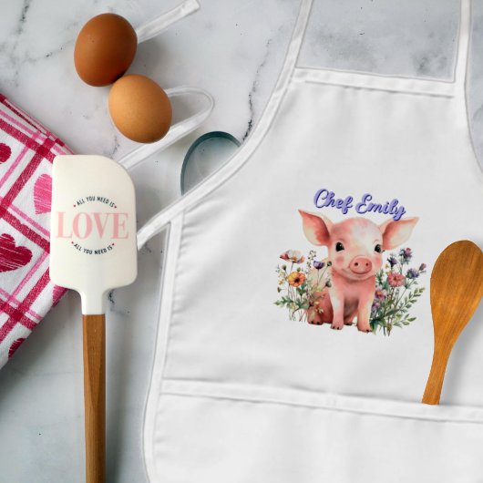 Kleines Schwein bei Wildblumen Kinder Personalisie Kinderschürze