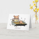 Kleines Schwein Karte (Gelbe Blume)