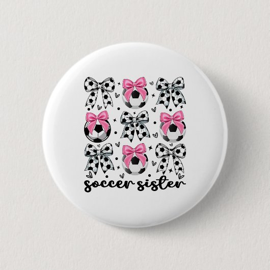 Kleines Schwesterchen Charmeur Fußball Schleife Sü Button (Vorderseite)