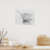 Kleines Segelboot auf Beach Graphite Poster (Küche)