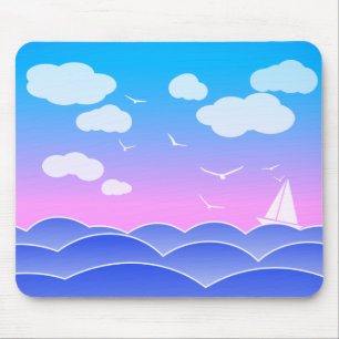 Kleines Segelboot im Meer Niedlich Playful Seascap Mousepad