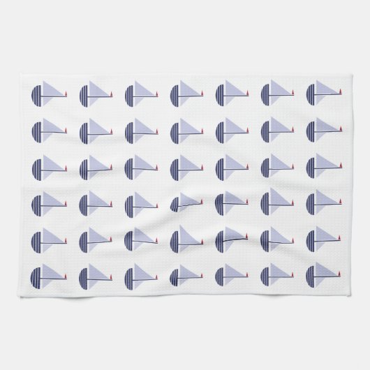 kleines Segelboot NAUTICAL KITCHEN Marine Geschirrtuch (Horizontal)