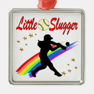 KLEINES SLUGGER GIRLS SOFTBALLDESIGN ORNAMENT AUS METALL