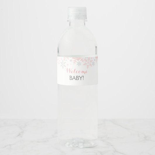 Kleines Snowflake Baby Dusche Wasserflasche Etiket Wasserflaschenetikett (Vorderseite)
