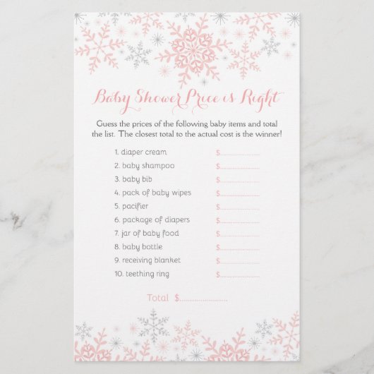 Kleines Snowflake Baby Duschkopf Rate Preisspiel (Vorderseite)