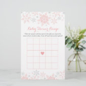 Kleines Snowflake Baby Shower Bingo Spiel (Stehend Vorderseite)