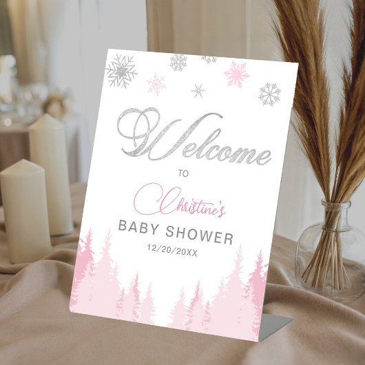 Kleines Snowflake Winter Baby Dusche Begrüßungszei Sockelschild