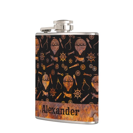 Kleines Steampunk Thema farbenfrohe Rusty Balloons Flachmann (Links)