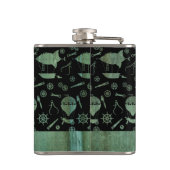 Kleines Steampunk Verdigris Luftschiff Thema Custo Flachmann (Rückseite)