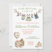 Kleines Stück Country Clothesline Baby Girl Dusche Einladung (Vorderseite)