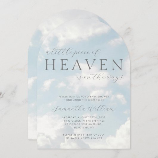 Kleines Stück Heaven Baby Dusche Cloudy Einladung (Vorne/Hinten)