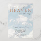 Kleines Stück Heaven Baby Shower Dreamy Folieneinladung (Vorderseite)