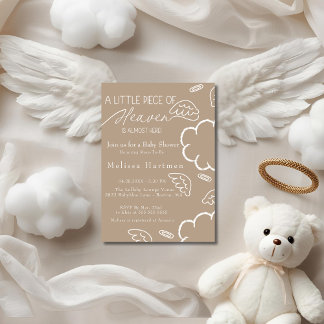 Kleines Stück Himmel beigefarbene Babyparty Einladung