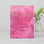 Kleines Stück himmelrosa Wolken Folieneinladung (Stehend vorne)