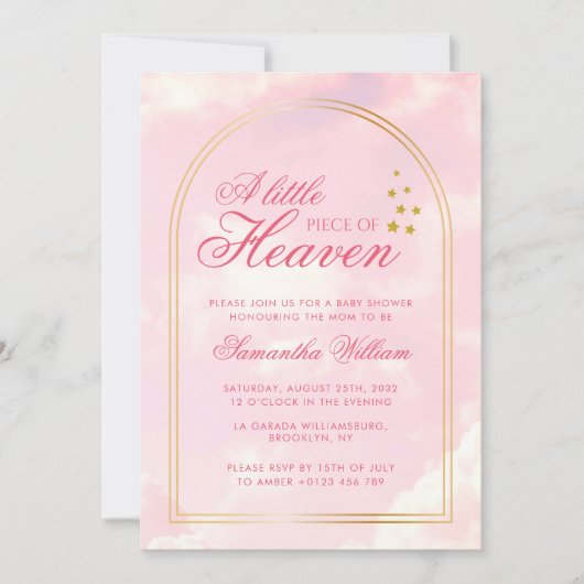 Kleines Stück Himmelspalte Rosa Wolkendusche Sky B Einladung (Vorderseite)