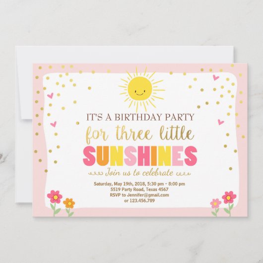 Kleines sunshines Geburtstagseinladung Einladung (Vorderseite)