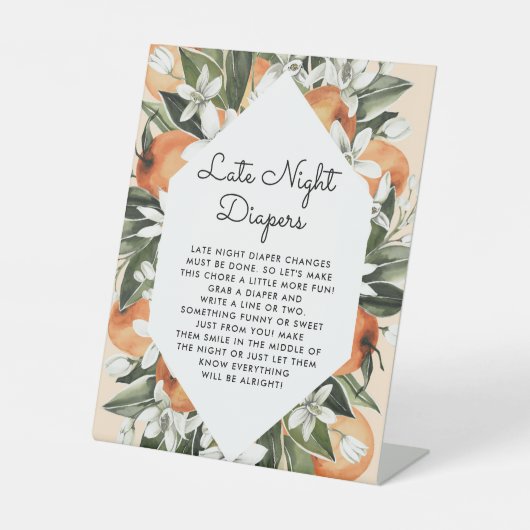 Kleines Süsse Baby Dusche Spate Night Diapers Post Sockelschild (Vorderseite)