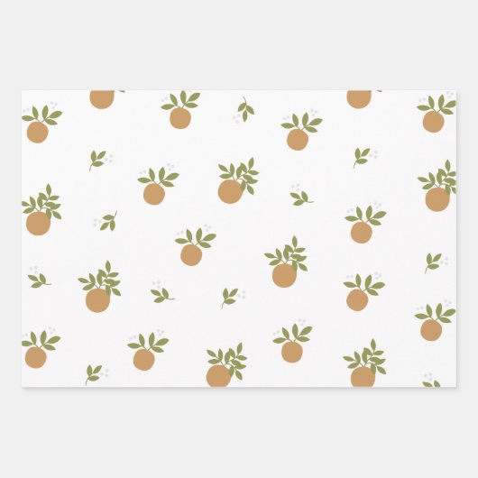 Kleines Süsse Orange Wrapping Paper Sheet Set Geschenkpapier Set (Vorderseite 3)