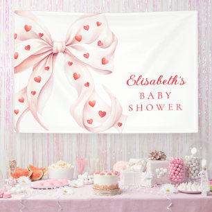 Kleines Süßes Herz Rosa Schleife Baby Shower Hinte Banner