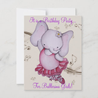 Kleines tanzendes Ballerina Elefant Party lädt ein Einladung