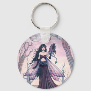 Kleines Tier Lila Fee und Drache Fantasy-Kunst Schlüsselanhänger
