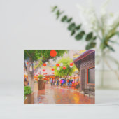 Kleines Tokyo Japanisches Dorf Malerei Postkarte (Stehend Vorderseite)