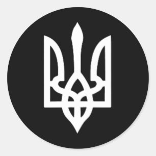 Kleines ukrainisches Wappen Flagge Symbol Zeichen Runder Aufkleber