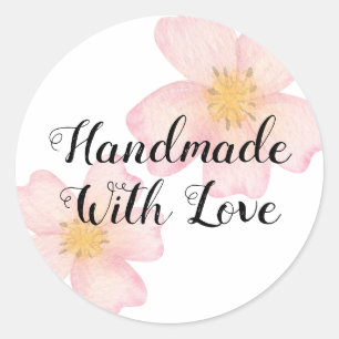 Kleines Unternehmen Handgemacht Mit Liebe - Rosa F Runder Aufkleber