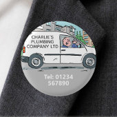 Kleines Unternehmen mit Name auf dem Van Button