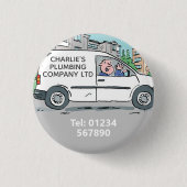 Kleines Unternehmen mit Name auf dem Van Button (Vorderseite)