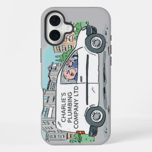 Kleines Unternehmen mit Namen. Mann und Transporte iPhone 16 Plus Hülle