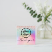 Kleines Unternehmen Vielen Dank Rose Gold Glitzer Quadratische Visitenkarte (Stehend Vorderseite)