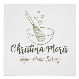 Kleines veganes Home-Bäckerei-Geschäft-Logo  Poster