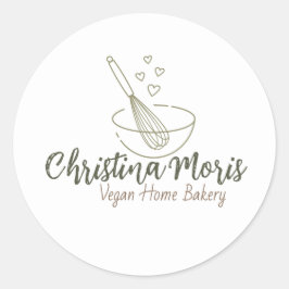 Kleines veganes Home-Bäckerei-Logo Runder Aufkleber