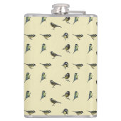 Kleines Vogel-Muster auf beigem personalisiertem H Flachmann (Rückseite)