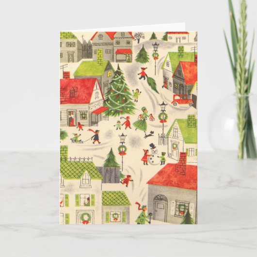 Kleines Weihnachtsdorf Feiertagskarte (Vorderseite)