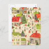 Kleines Weihnachtsdorf Feiertagspostkarte (Vorne/Hinten)