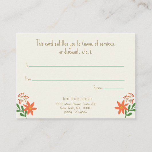 Kleines Weihnachtsgeschenk Visitenkarte (Rückseite)