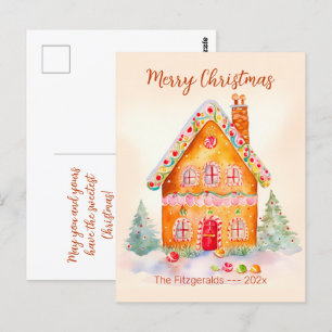 Kleines Weihnachtshaus im Vintage-Stil Postkarte