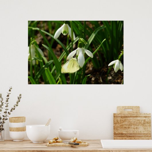 Kleines Weiß für Schneefallen Poster (Küche)