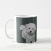 Kleines weißes Hundeporträt Kaffeetasse (Links)