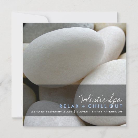 Kleines weißes Kiesel-Foto-moderne Einladung (Vorderseite)