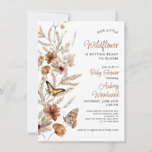 Kleines Wildblume Baby in Blütendusche Einladung