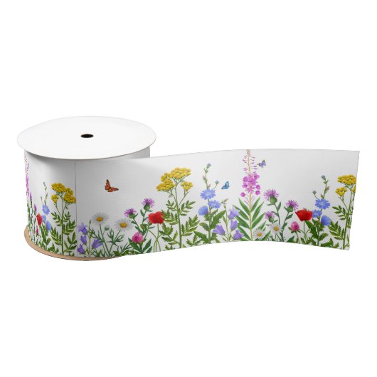 Kleines Wildblume Garden Blumenmuster Geschenk Satinband (Spule)