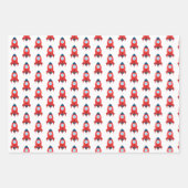 Kleinfahrzeug: Polizeiwagen, Feuerzug, Rakete Geschenkpapier Set (Vorderseite 3)