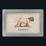 Kleinhund Mops Rechteckige Gürtelschnalle<br><div class="desc">Blauer Strang</div>